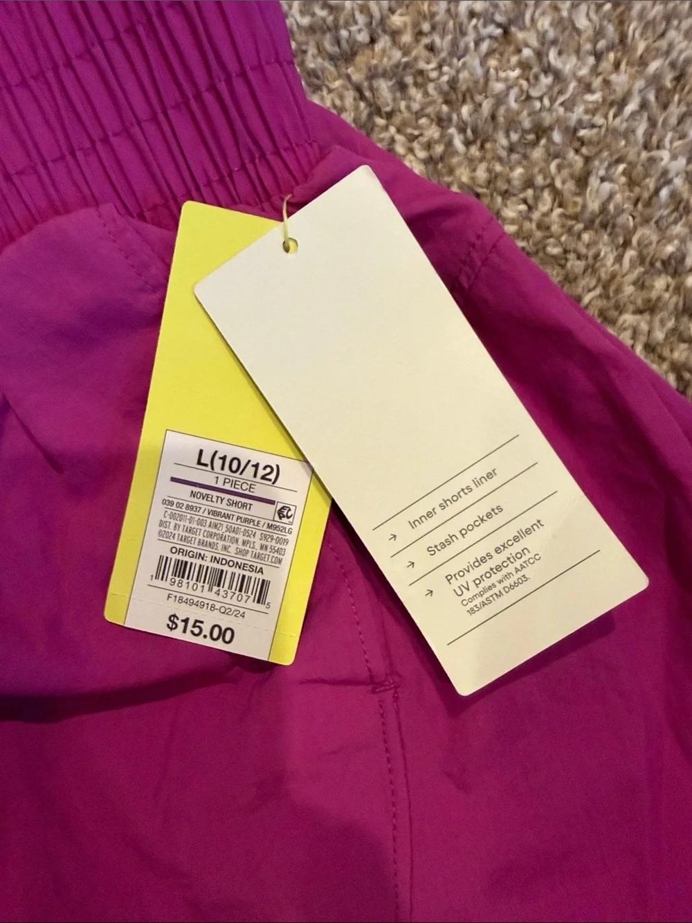 all in motion Magenta Kids' Athletic Shorts with Elastic Waistband